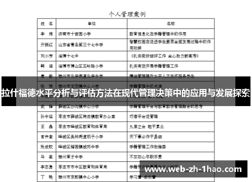 拉什福德水平分析与评估方法在现代管理决策中的应用与发展探索